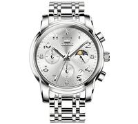 OLEVS Relojes de pulsera para hombre, analógicos de lujo, impermeables, de acero inoxidable, con cronógrafo, de cara grande, clásico, números romanos, con fecha de cuarzo, para hombre, G3628-todo