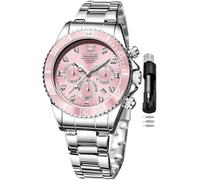 OLEVS Women Watch Fashion Rose Gold Diamond Analog Quartz Female Watch for Women Luxury Dress Ladies Stainless Steel Luminous Waterproof Date Wrist Watches, 5632-silver pink, Grande, reloj mujer