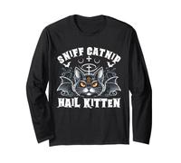 Olfatea Hierba gatera Granizo Gatito Muerte Metal Heavy Rock Cat Lover Manga Larga