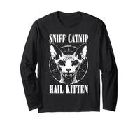 Olfatea Hierba gatera Granizo Gatito Muerte Metal Heavy Rock Cat Lover Manga Larga