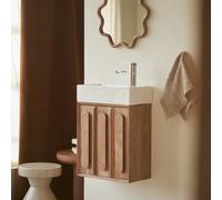Olga - Mueble de baño de acacia maciza y cerámica 40 cm H 55 x B 40 x T 22 cm
