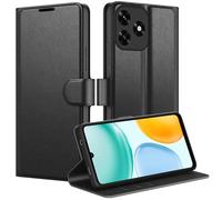 Olgary Funda para Honor X5C Plus, PU/TPU Premium Flip Billetera Carcasa Antigolpes Protectora Cover con Suporte/Ranura para Tarjeta/Cierre Magnético/Bloqueo RFID, Negro