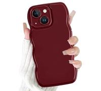 Olgary Funda para iPhone 13, Aesthetic Bonita DiseñO Estético con Ondas Onduladas, Funda De Silicona Suave para Cmámara Carcasa, Antigolpes Antiarañazos Case para Mujeres Y NiñAs, Burdeos