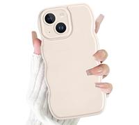 Olgary Funda para iPhone 15, Aesthetic Bonita DiseñO Estético con Ondas Onduladas, Funda De Silicona Suave para Cmámara Carcasa, Antigolpes Antiarañazos Case para Mujeres Y NiñAs, Blanco