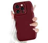 Olgary Funda para iPhone 15 Pro, Aesthetic Bonita DiseñO Estético con Ondas Onduladas, Funda De Silicona Suave para Cmámara Carcasa, Antigolpes Antiarañazos Case para Mujeres Y NiñAs, Burdeos