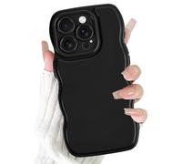 Olgary Funda para iPhone 16 Pro, Aesthetic Bonita DiseñO Estético con Ondas Onduladas, Funda De Silicona Suave para Cmámara Carcasa, Antigolpes Antiarañazos Case para Mujeres Y NiñAs, Negro