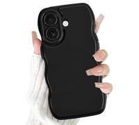 Olgary Funda para iPhone 17, Aesthetic Bonita DiseñO Estético con Ondas Onduladas, Funda De Silicona Suave para Cmámara Carcasa, Antigolpes Antiarañazos Case para Mujeres Y NiñAs, Negro