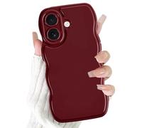 Olgary Funda para iPhone 17, Aesthetic Bonita DiseñO Estético con Ondas Onduladas, Funda De Silicona Suave para Cmámara Carcasa, Antigolpes Antiarañazos Case para Mujeres Y NiñAs, Burdeos