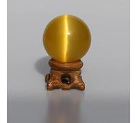 Olho de gato cristal k9 lente de vidro bola fotografia lensball 40 60 80mm grande adivinhação globo grande esfera mágica com base de madeira suporte-38-40mm_Yellow With Stand