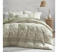Oli Anderson Boho Divet Cover Funda de beige queen beige y Sage Green Clash 3 piezas Conjunto de ropa de cama de microfibra de microfibra Cubiert
