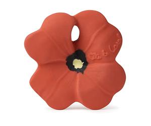 Oli & Carol - Mini Mordedor Bebé de Caucho Natural Amapola - Regalo para bebé 0 3 6 meses, 1 año - Pop the Poppy