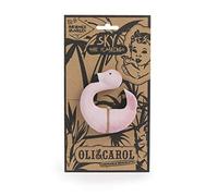 Oli & Carol - Mordedor Bebé de Caucho Natural, Sky The Flamingo, 8 cm