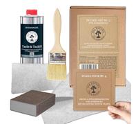 OLI-NATURA - Juego de 6 piezas de cuidado para madera exterior con 250 ml de aceite de teca, cepillo, esponja abrasiva y más