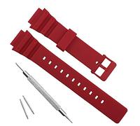 OliBoPo Casio MRW-200H Correa de repuesto impermeable de resina natural, rojo, 16 millimetri, Sencillo