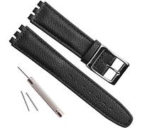 OliBoPo Correa de cuero de vaca de grano de cocodrilo de acero inoxidable con hebilla de reloj para 17 mm