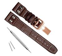 OliBoPo Correa de reloj de piel auténtica de 22 mm para relojes IWC Pilot, Hebilla dorada/marrón, 22 millimeters, Lujo