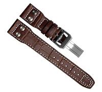 OliBoPo Correa de reloj de piel auténtica de 22 mm para relojes IWC Pilot, Hebilla plateada/marrón, Lujo