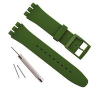 OliBoPo - Correa de repuesto de silicona para reloj, correa impermeable para reloj Swatch (17 mm, 19 mm y 20 mm) (Verde oscuro, 19 mm)