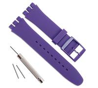 OliBoPo - Correa de repuesto de silicona para reloj, impermeable, correa para reloj Swatch (17 mm, 19 mm, 20 mm) (morado, 17 mm)