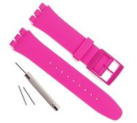 OliBoPo - Correa de repuesto de silicona para reloj, impermeable, correa para reloj Swatch (17 mm, 19 mm, 20 mm) (Fucsia, 19 mm)