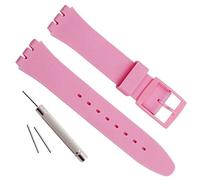 OliBoPo - Correa de repuesto de silicona para reloj, impermeable, correa para reloj Swatch (17 mm, 19 mm y 20 mm) (rosa, 19 mm)