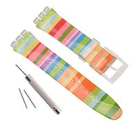 OliBoPo - Correa de repuesto de silicona para reloj, impermeable, correa para reloj Swatch (17 mm, 19 mm y 20 mm) (19 mm, iridiscencia)