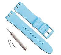 OliBoPo - Correa de repuesto de silicona para reloj, resistente al agua para Swatch (17 mm, 19 mm y 20 mm) (19 mm, color azul claro)
