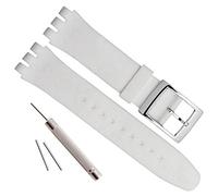 OliBoPo - Hebilla de acero inoxidable chapada en plata, resistente al agua, correa de reloj de goma de silicona