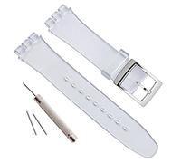 OliBoPo - Hebilla de acero inoxidable chapada en plata, resistente al agua, correa de reloj de goma de silicona 19mm