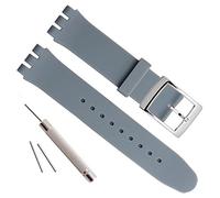 OliBoPo - Hebilla de acero inoxidable chapada en plata, resistente al agua, correa de reloj de goma de silicona