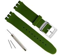 OliBoPo - Hebilla de acero inoxidable chapada en plata, resistente al agua, correa de reloj de goma de silicona