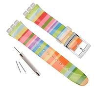 OliBoPo - Hebilla de acero inoxidable chapada en plata, resistente al agua, correa de reloj de goma de silicona