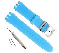 OliBoPo - Hebilla de acero inoxidable chapada en plata, resistente al agua, correa de reloj de goma de silicona