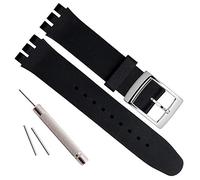 OliBoPo - Hebilla de acero inoxidable chapada en plata, resistente al agua, correa de reloj de goma de silicona