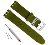 OliBoPo - Hebilla de acero inoxidable chapada en plata, resistente al agua, correa de reloj de goma de silicona