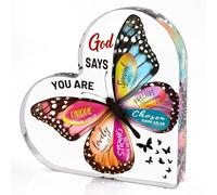 Olicard Pisapapeles Inspirador de Mariposa, Letrero Decorativo acrílico en Forma de corazón Azul, Mujeres, cumpleaños y día de la Madre