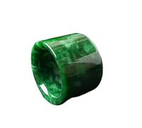 Oligage Anillo de pulgar de jadeíta esmeralda para hombre y mujer, accesorios de joyería, anillos anchos de piedra de jade verde natural de Myanmar, 22mm, Jade, Diamante