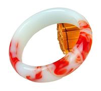 Oligage Genuino Color Natural Jade Brazalete Rojo Brazalete Joya Accesorios de Moda Accesorios de Amuleto tallados for Mujeres Sus Hombres (Gem Color : 60-62mm)