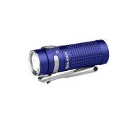 OLIGHT Baton4 EDC - Linterna pequeña LED recargable de 1300 lúmenes, linterna de bolsillo con indicador microperforado para exteriores, interiores y emergencias (azul real)