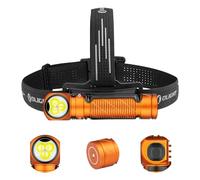 OLIGHT Perun 3 Linterna Frontal LED Recargable de Ángulo Recto Combinando Blanco y Rojo Práctica y Funcional 3000 Lumens 160 Metros 20 Días Máx. Para la Pesca al Aire Libre (Naranja)