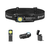 OLIGHT Perun 3 Mini Kit Linterna Frontal LED Recargable de Ángulo Recto Combinando Blanco y Rojo Práctica y Funcional 1250 Lumens 155 Metros 60 Días Máx Para la Pesca al Aire Libre (Negro)