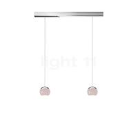 Oligo Balino, lámpara de suspensión 2 focos LED - altura ajustable de forma invisible, florón cromo/cabezal cromo brillo/gris diamante brillo