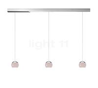 Oligo Balino, lámpara de suspensión 3 focos LED - altura ajustable de forma invisible, florón cromo/cabezal cromo brillo/gris diamante brillo