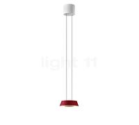 Oligo Glance, lámpara de suspensión LED - altura ajustable de forma invisible, florón blanco mate/cabezal rojo mate