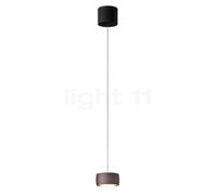 Oligo Grace, lámpara de suspensión LED 1 foco - altura ajustable de forma invisible, florón negro mate/cabezal marrón