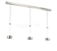 Oligo Grace, lámpara de suspensión LED 3 focos - altura ajustable, florón aluminio cepillado/cabezal aluminio cepillado