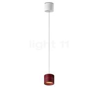 Oligo Tudor, lámpara de suspensión LED - altura ajustable de forma invisible, florón blanco mate/cabezal rojo mate - 9,5 cm