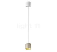 Oligo Tudor, lámpara de suspensión LED - altura ajustable de forma invisible, florón blanco mate/cabezal cachemira mate - 9,5 cm