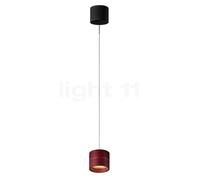 Oligo Tudor, lámpara de suspensión LED - altura ajustable de forma invisible, florón negro mate/cabezal rojo mate - 9,5 cm