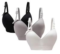 Oliked Sujetador de Maternidad sin Costura Suave de la Lactancia de Las Mujeres para el Embarazo, 3Pack, negro/gris/blanco, M (36/80)